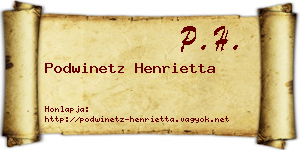 Podwinetz Henrietta névjegykártya